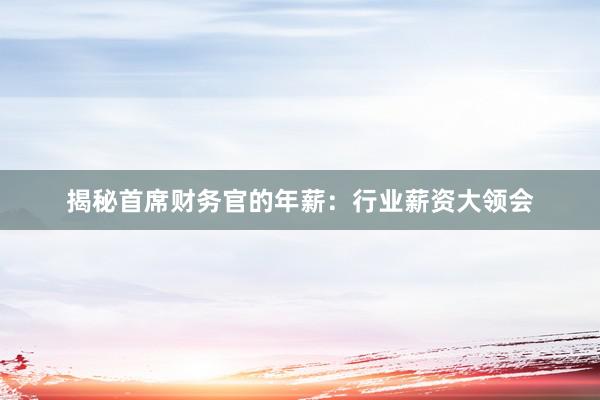 揭秘首席财务官的年薪：行业薪资大领会